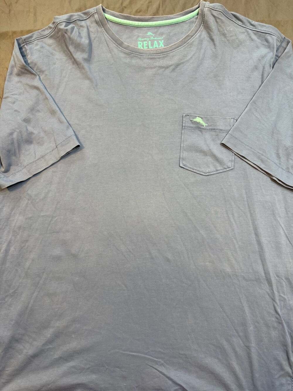 Tommy Bahama Relax T Shirt Mens XL Pima Cotton Pocket Tee Gray Blue Marlin